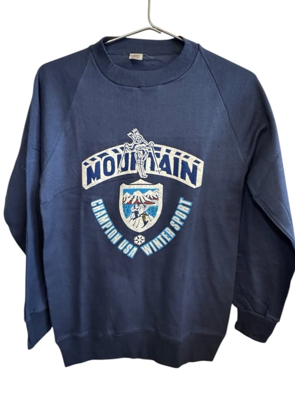 Vintage 80s Mountain Champion USA Ski Navy Crewneck Sweatshirt Men’s M MINTY
